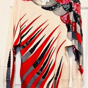 Red and Black Abstract Sweater